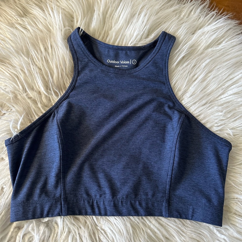 Outdoor‎ Voices blue high neck sports bra ladies size Large
